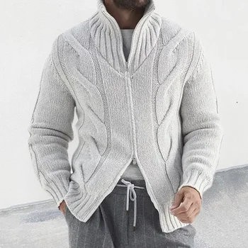 2023 Есен/Зима Нов пуловер с висока воротом, жилетка, вязаное палто с цип дълъг ръкав