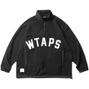 2023 Нови WTAPS, японски моден мек вълнен плат мъжки пуловер с висока деколте и с половин цип, пуловер с писмото принтом, яке за двойки, палто