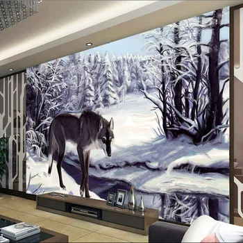 beibehang 3D стереоскопическая снежна стенопис Китайската хол с телевизор, разтегателен фон papel de parede para quarto em 3d тапети стенопис