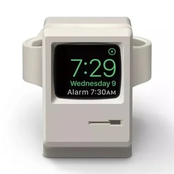 Зарядно устройство ще захранване на зарядно за Apple Watch 7 6 5 4 iWatch 3 2 1 Силиконова поставка за зарядното устройство Основа скоба за съхранение на силиконова поставка за зарядно устройство