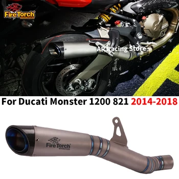 Изпускателната Система на мотоциклета на Промяна на ауспуха от въглеродни влакна, Средната тръба от титанова сплав, за Ducati Monster 1200 821 2014-2018