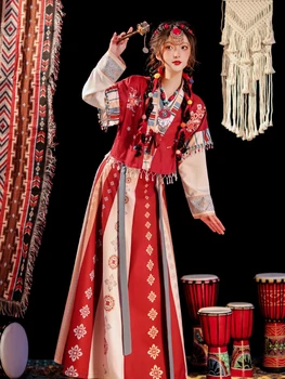 Китайски дамски ежедневни тибетски антични дрехи с бродерия Hanfu в стил Уей Джин