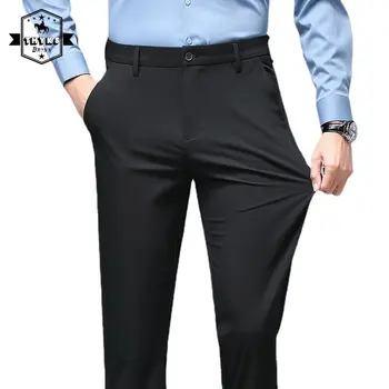 Летни Качествени тъкани панталони с прав штанинами, свободни мъжки ежедневни разтеглив Бизнес Официалните панталони, обикновена дебнещ костюмные панталони, Новост за мъже