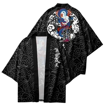 Японски Традиционни дрехи, Кимоно с принтом дракон, мъжки Ретро Юката, Азиатската мода, Харадзюку, Юката